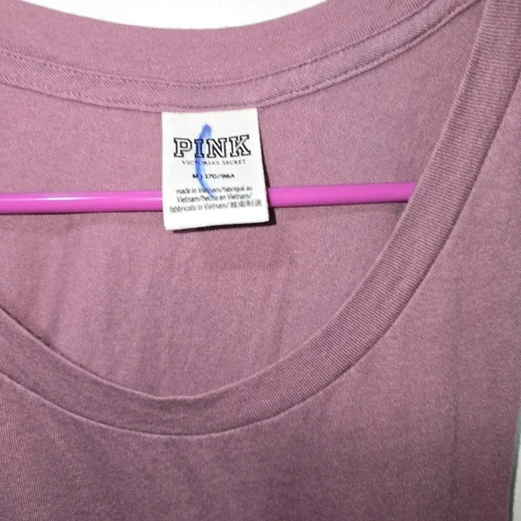Victorias Secret Pink Muscle Tank Top Tee Bronze Gold bling Medium - Picture 3 of 4